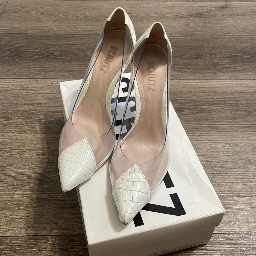 White Snake skin Transparent pump